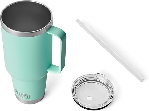 Miniatura 302 de YETI Rambler - Vaso de viaje con asa y tapa con popote, 35 onzas, vaso de agua de viaje, con asa, acero inoxidable, color blanco