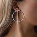 Shegirl Bar Hoop Earrings Big Round Circle Earrings Geometric Circle Stick Earrings Fashion Jewelry for Women and Girls Gift (Silver)