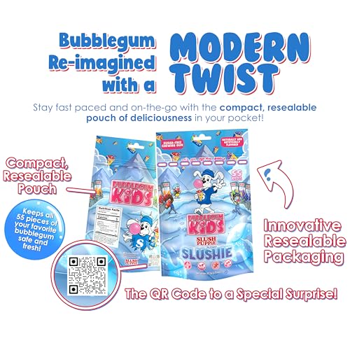 Slush Puppie Slushie Sugar Free Gum by Bubblegum Kids | Stocking Stuffers, Holiday Candy, Party Favors | Sugarless Gum | Vegan, Peanut Free, Low Calorie Candy Alternative for Kids & Adults | 1 Pack