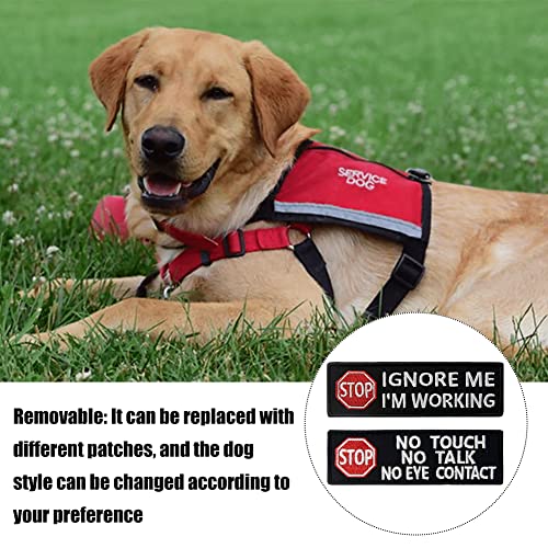 Taktische Diensthunde Weste/Geschirr Emblem, bestickt, Aufnäher für Servicehund, 2 bestickte Hundeabzeichen Emblem, Warnung Patch bestickt mit Haken und Befestigungsring