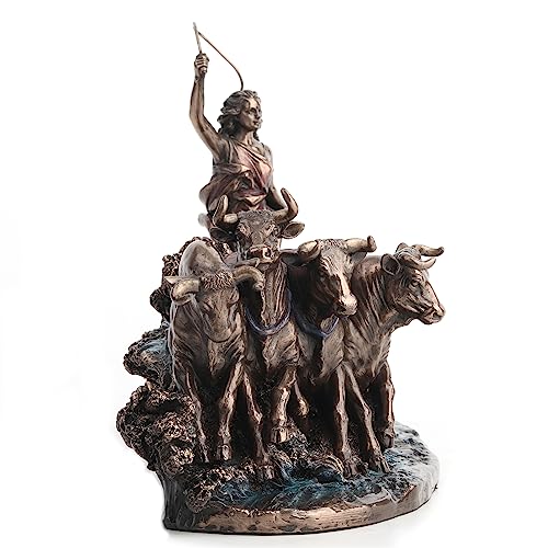 Estatua Gefjon Diosa Nórdica de Bronce 7.5 in miniatura 2