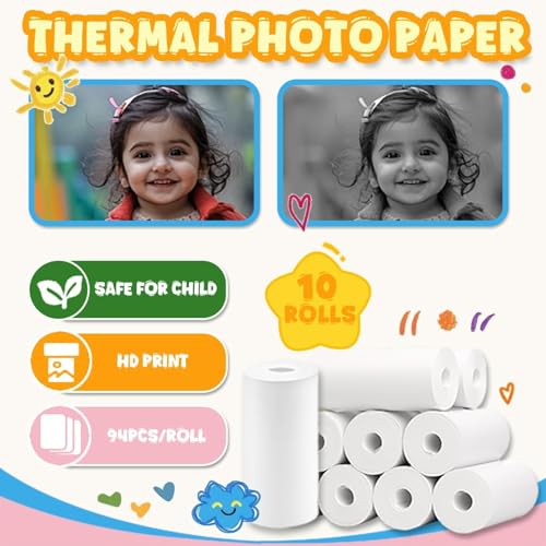 Image of Kids Instant Print Camera Paper Roll Refill - 5 Rolls BPA & BPS-Free Thermal Photo Paper, 57 x 25 mm, Compatible with Most Kids Instant Print Cameras
