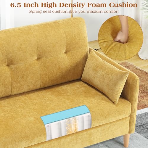 Image of Hanherry Loveseat Sofa, 47 inch Small Couch for Living Room, Comfy Chenille Fabric Love Seat for Bedroom with Throw Pillow,Removable Cushion Cover,Couches for Small Space,Apartment,Dorm