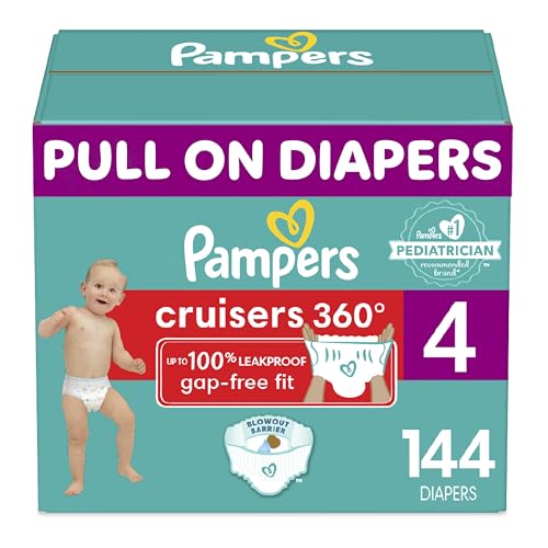 Image of Pampers Cruisers 360 Diapers - Size 4, One Month Supply (144 Count), Pull-On Disposable Baby Diapers, Gap-Free Fit