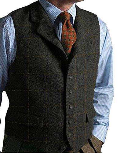 Gilet de costume en laine à carreaux confortable et élégant XXL