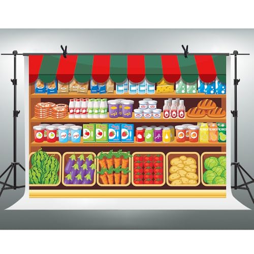 Fondo fotográfico supermercado frutas 9x6ft miniatura 3