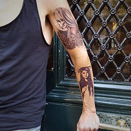 Image of S.A.V.I Temporary Tattoo For Girls Men Women 3D Long Hair Rose Sticker Size 21x15cm - 1pc. (478), Black, 4 g