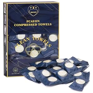 FCaeon Gecomprimeerde Handdoeken 100 Stuks, Wegwerphasdoeken, Biologisch Afbreekbaar Compressed Reis Handdoek, Individueel Verpakt, Absorberend voor Hotel Camping Backpacking Wandelen(Donkerblauw)