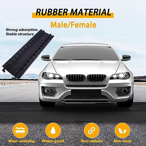 Image of 2 Pack Heavy Duty 40 inch Rubber Drop Over Cable Cover Floor Cord Cover Hose Protector Ramp for Home Office Warehouse (Large-2 piece)