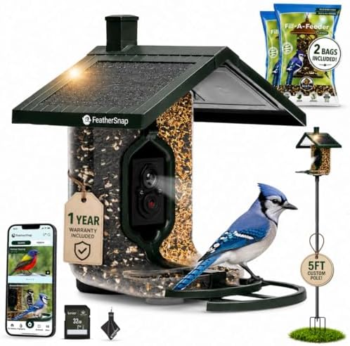 FeatherSnap Smart Bird Feeder with Camera – Solar Powered, AI Bir...