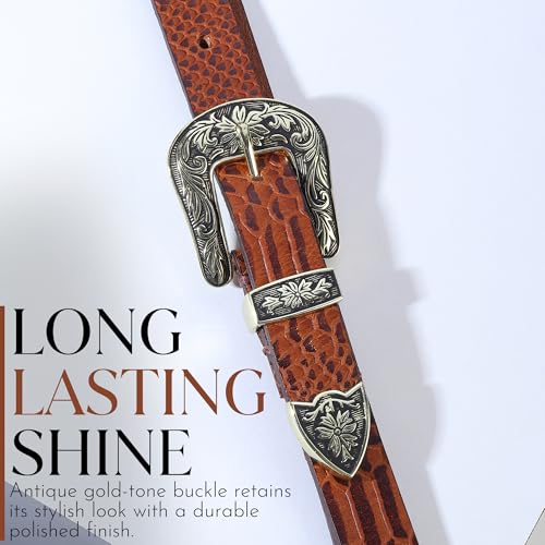 Image of 25mm Genuine Leather Waist Belt for Women - Fancy Vintage Buckle Belt For Jeans | Stylish Adjustable Party Belt For Ladies /Girls /Women | Waist Size 28-44 Inches