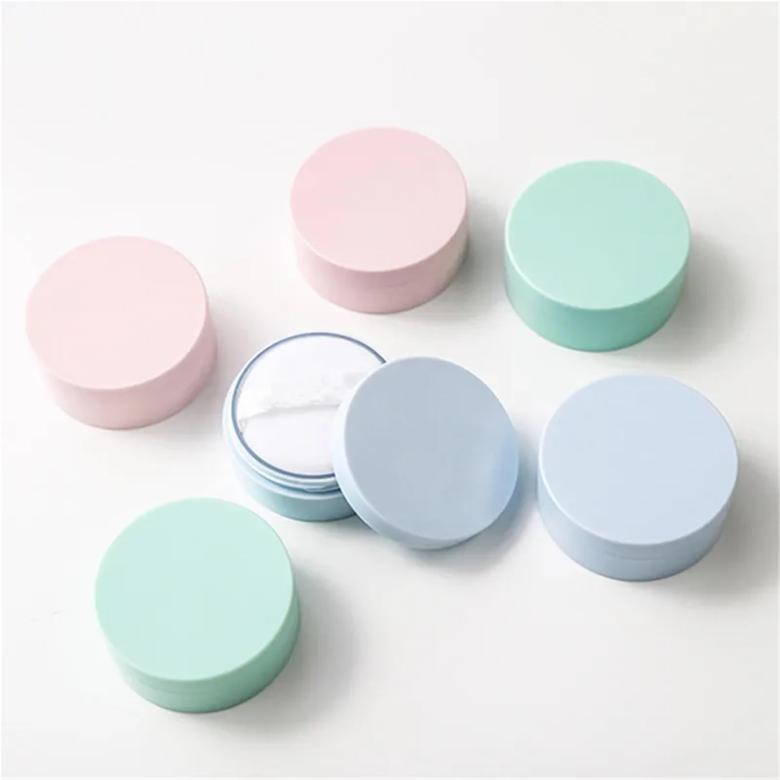 Tarros De CosméTicos 12 unids/lote 30g/30ml tarro de polvo suelto vacío polvo de plástico cosmético estuche de maquillaje recargable compacto botella de viaje Para CosméTicos, Cremas(Light green)