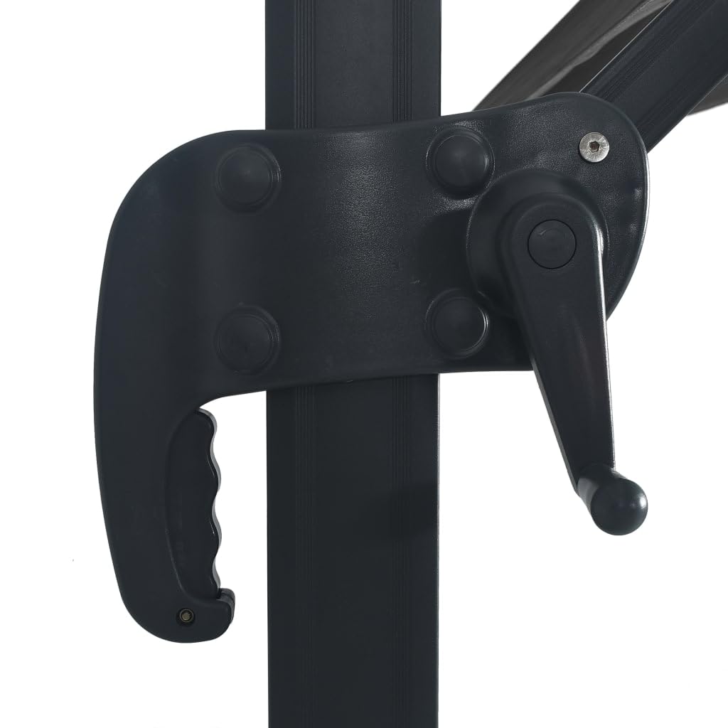 Homgoday Sombrilla voladiza Luces LED Poste Aluminio Antracita 4x3 m Sombrilla de Jardín,Protección UV Sombrilla Jardín Grande Orientable Jardín Parasol Balcón