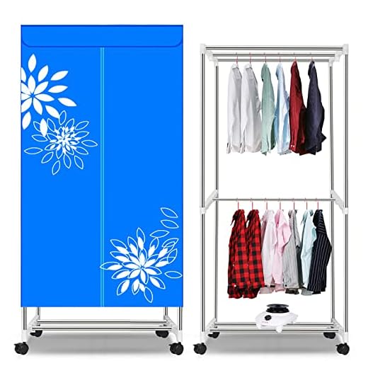 Secador De Roupas Para Ambientes Internos, Secador RáPido De Camada Dupla Pequena, Secador De Grande Capacidade De 15 Kg, Tempo De 180 Minutos, Suporte De AçO InoxidáVel Ousado,Blue