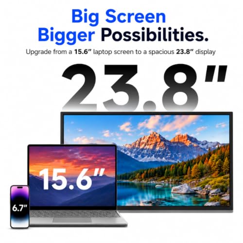 Image of 23.8 inch Gaming Portable Monitor with AMD FreeSync Tech, 120Hz FHD 1080P IPS, 1500:1 Contrast, 300 Nits, USB-C HDMI, VESA Mount, for MacBook /Laptop /PC