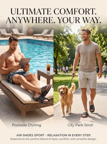 Image of Beach Pool Slides Sandals for Men,Bathroom Shower Shoes,Couple Slides Slippers Outdoor Indoor,Home House Slide Sandals