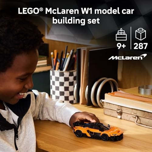 Image of LEGO Speed Champions McLaren W1 Race Car Toy for Boys & Girls, Ages 9+ - Building Set for Pretend Play & Display w /1 Driver Minifigure - Gift Idea for Kids & Supercar Fans - 77257