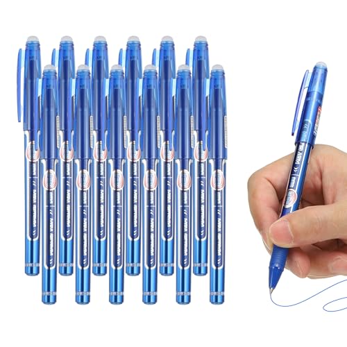 Bolígrafos borrables PATIKIL 0.5mm pack de 12 tinta azul cristal
