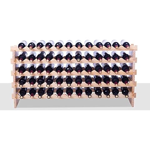Solid Wood Wine Rack Modular Expandable Stackable Wine Storage Display Shelves (60 Bottles) Cover