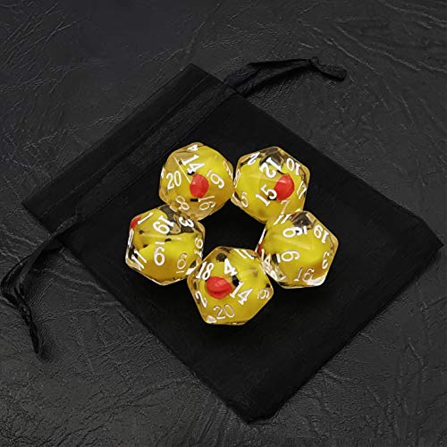 Bescon Yellow Duck 20 sides Dice set of 5, Duck D20 5pcs Set