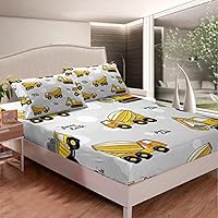 Graafmachine Hoeslaken Dierlijk Patroon Sheet Set Bouwvoertuigen