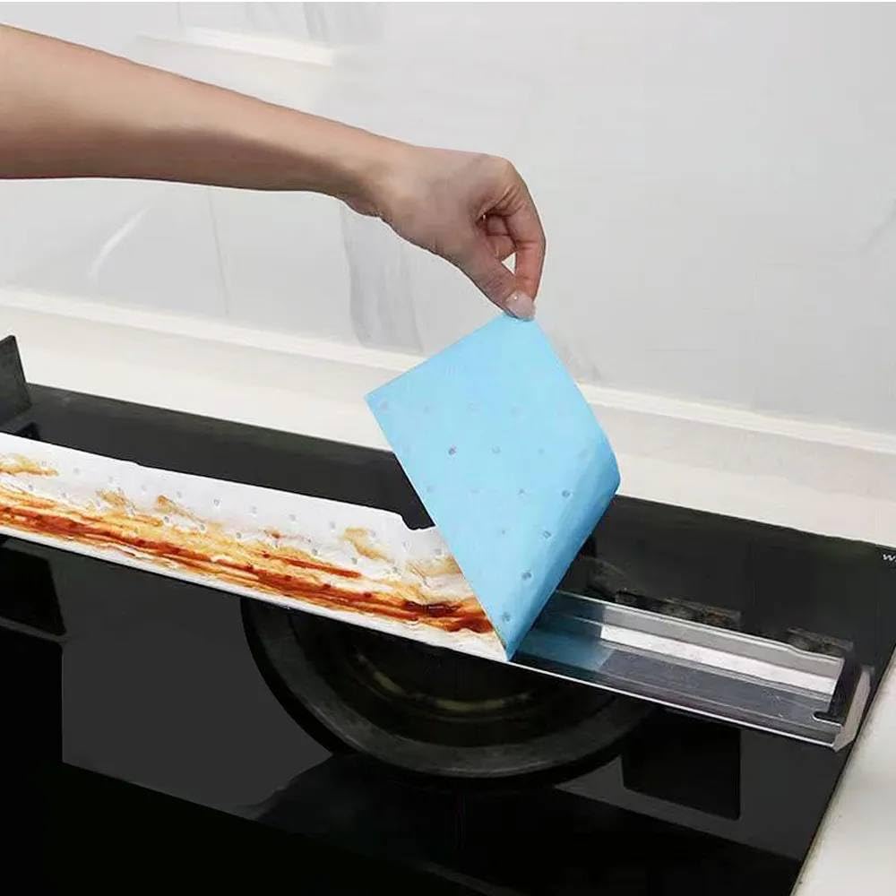 APURK Kitchen Range Hood Oil Absorbing Cotton Household Cleaning Clothes Cooking Paper Oil Groove Absorbing Sheets Cleaning Scrubber (Pack of 2 PCs,Multicolor) 4