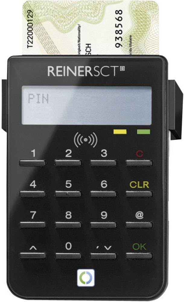 REINER SCT cyberJack RFID standard, smart card reader for RFID smart cards, card reader for ID card and online banking, card reader and TAN generator, eID reader
