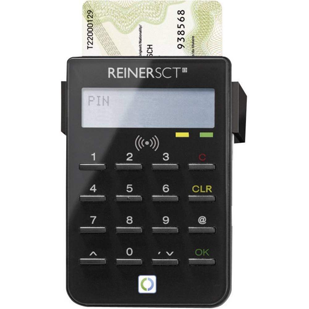 REINER SCT cyberJack RFID standard, smart card reader for RFID smart cards, card reader for ID card and online banking, card reader and TAN generator, eID reader