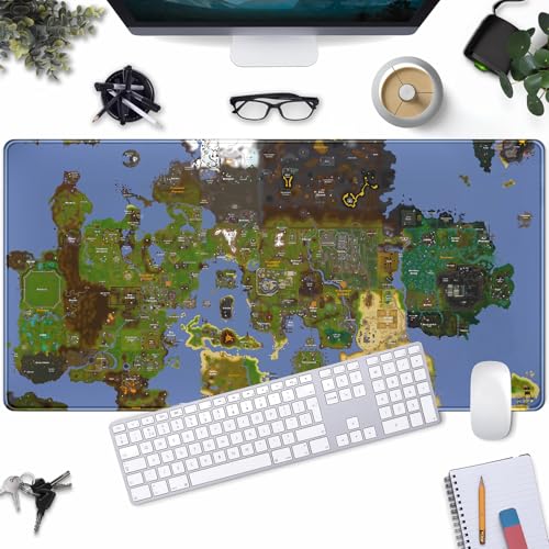 Old School Desk Mat World Map Mouse Keyboard Pad Gaming Desk Pad Mat XXL Big Mouse Pad Tabletop Game Gift Laptop Computer Keyboard Pad with Stitched Funny Extra Large Mouse Pad 31.5x15.7 in