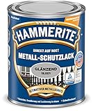 Hammerite Metallschutzlack Glänzend, 3in1- Rostschutz, Silber, 250 ml