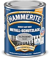 Hammerite Metallschutzlack Glänzend, 3in1- Rostschutz, Silber, 250 ml