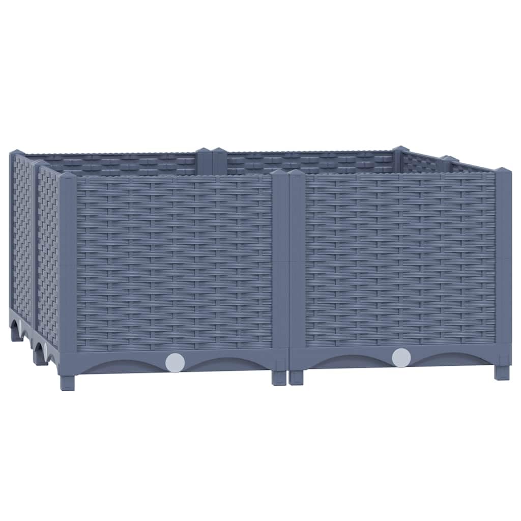 Bancal alto de 80 x 80 x 38 cm de polipropileno, robusta maceta para jardín, balcón y terraza, jardinera cuadrada para verduras y hierbas en color gris azulado