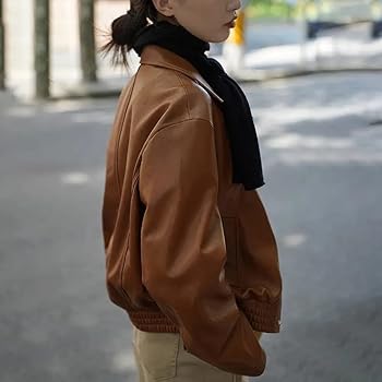 Xingfenly Cropped Leather Jacket Women Jackets Loose Casual Xingfenly Cropped Leather Jacket Women Jackets Loose Casual