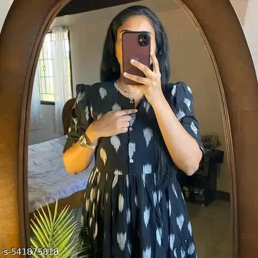 Image of Women's Rayon A-Line Midi Dress, Floral Print, Short Sleeves, Round Neck, Tiered Design