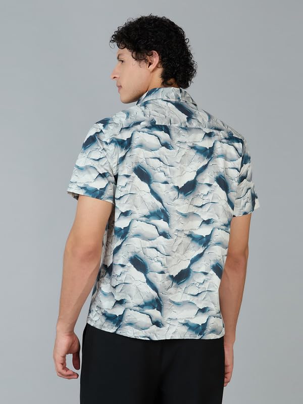 Image of MARK & ALBERT Men's 100% Cotton Printed Half Sleeves Regular Fit Shirt for Men