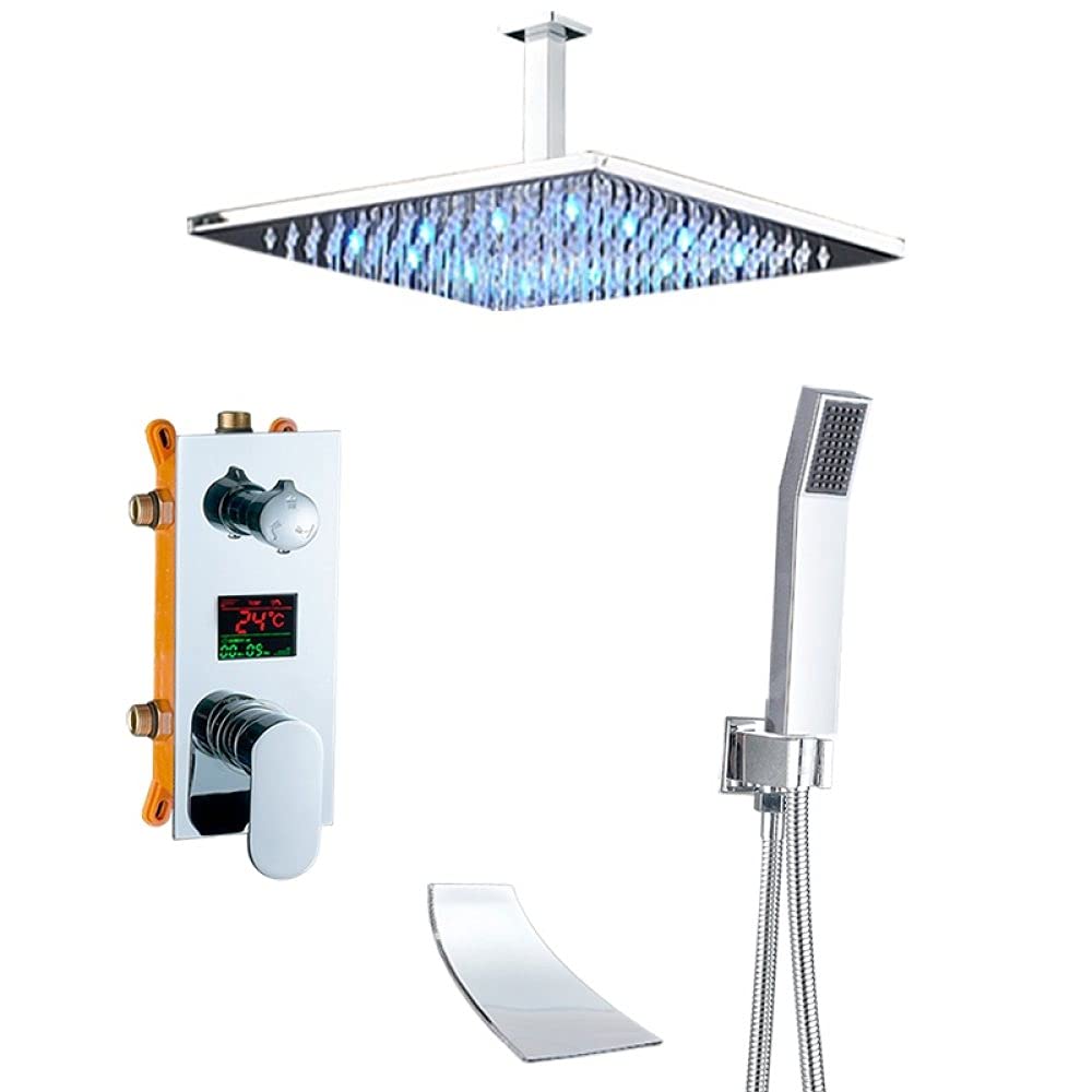 WXPGFEQ Bathroom Rainfall Shower Faucets Set Concealed Chrome Shower Faucet Bathtub Shower Mixer Tap Wall Mount,A 8 inch Shower Set (A 8 Inch Shower Set)