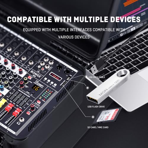 Image of BOMGE Professional Audio Mixer, 8-Channel Sound Board with DSP, Bluetooth, USB, +48V Phantom Power, XLR /RCA Inputs (HK8-8Ch 2x350w)