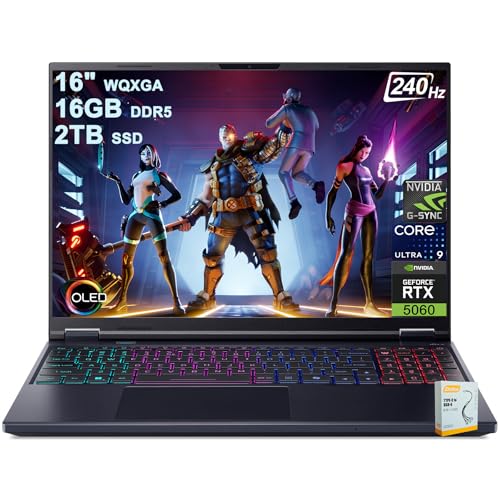 Image of Acer Predator Helios Neo 16S AI Gaming Laptop | 16 inch 2560x1600 OLED 240Hz (G-SYNC) | Intel 24-core Ultra 9 275HX | 16GB DDR5 2TB SSD | GeForce RTX 5060 GDDR7 (Up to 572 AI Tops) Win11 w /DLCA Accessory