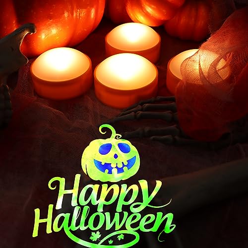 Image of QIDEA LED Pumpkin Lights with Remote and Timer, Orange Color, 4 Pack | Battery Operated Bright Flickering Flameless Candles for Pumpkin Decor, Jack-O-Lantern Halloween Party Decorations