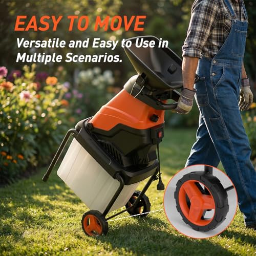 Image of MAXLANDER 15-Amp Electric Wood Chipper Shredder, 1.78-Inch Cutting Capacity, 15:1 Reduction Ratio, Yard Mulcher with 50L Collection Bin, Corded Garden Shredder for Branches & Twigs