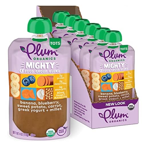 ★Plum Organics Mighty 4 Toddler Food, Veggies, Yogurt and Millet, 6 pouches