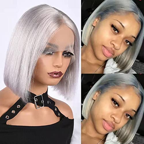 Perruque cheveux humains gris sans démarcation pour femme noire