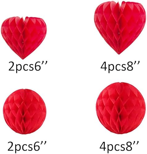 Miniatura 3 de 12 bolas de panal de 6 pulgadas y 8 pulgadas, papel de seda para fiesta de corazón, bola de panal de abeja, corazones de pared, pompones de seda,