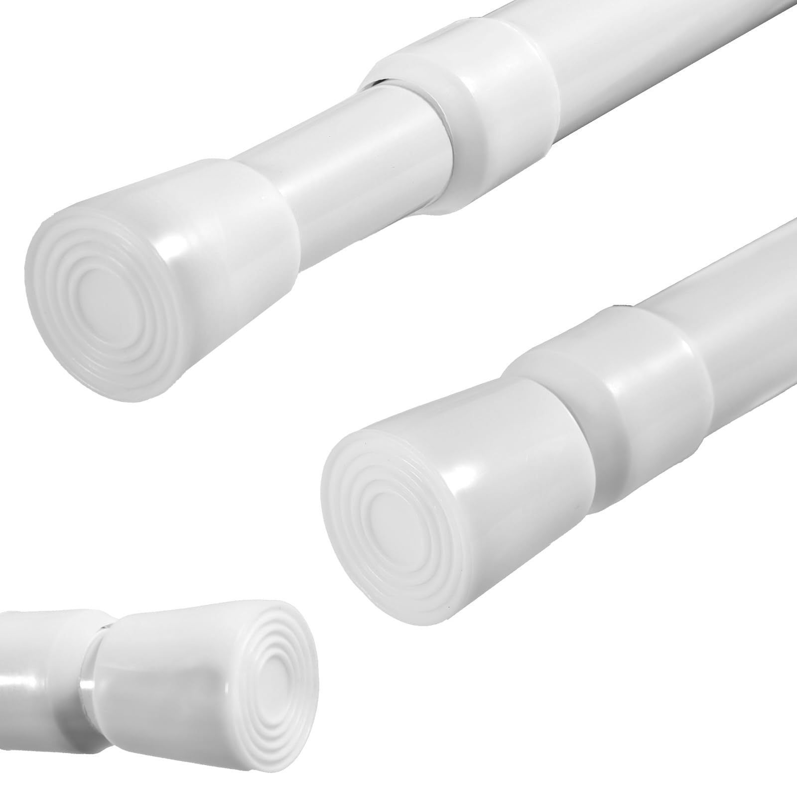 View 1 of 2 Pack Spring Tension Curtain Rods White Ajustable 53-98inchs, 0.86inch Diameter, Extension Spring Tension Rods Suitable for Use in Bathroom Window Screen Curtain Wardrobe (white)