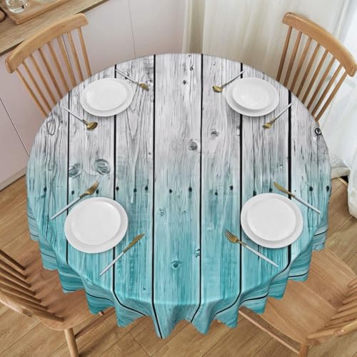 PHAYAH Mantel redondo de paneles de madera con patrón de fondo de encaje de 60 pulgadas, para restaurante, picnic, bufé, comedor interior y exterior