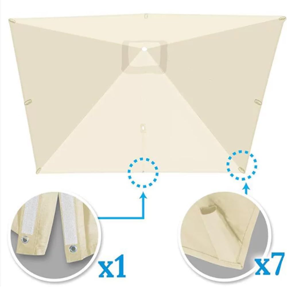 250x250cm Toile De Rechange pour Parasol Déporté, Tissu De Rechange pour Parasol De Terrasse, Couverture De 8 Baleines(Beige,2.5x2.5m (8x8ft))