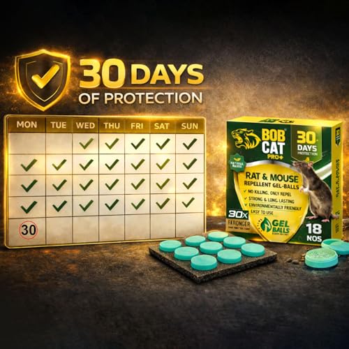 Image of Bob Cat Rat & Mouse Repellent Gel Balls | Herbal & Natural Formula | Long-Lasting 30 Days Protection |Eco-Friendly & Safe | For Home, Kitchen, Warehouse, Factory & Office | Pack of 18 |FORMULATION 30X
