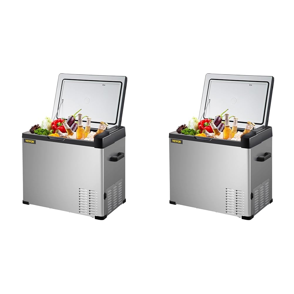 VEVOR Nevera Portátil Eléctrica 50L 60W Refrigerador Portátil con Compresor 12/24 V Nevera para Coche, Refrigeración Eficiente -20gradosC con Bajo Ruido de 45 dB para Coche y Autocaravana, Negro