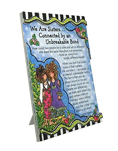 Blue Mountain Arts Miniature Easel Print with Magnet \"We Are Sisters… Connected by an Unbreakable Bond\" 4.9 x 3.6 in., Perfect Christmas, Birthday, or \"I Love You\" Gift, by Suzy Toronto, MNZ008