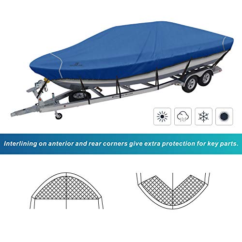Explore Land 10808 Trailerable Waterproof Boat Cover Fits 14'-16'Long Beam Width Up To 76 Inch V-Hull Tri-Hull Runabout Fishing Ski Pro-Style Bass Boats thumb #3